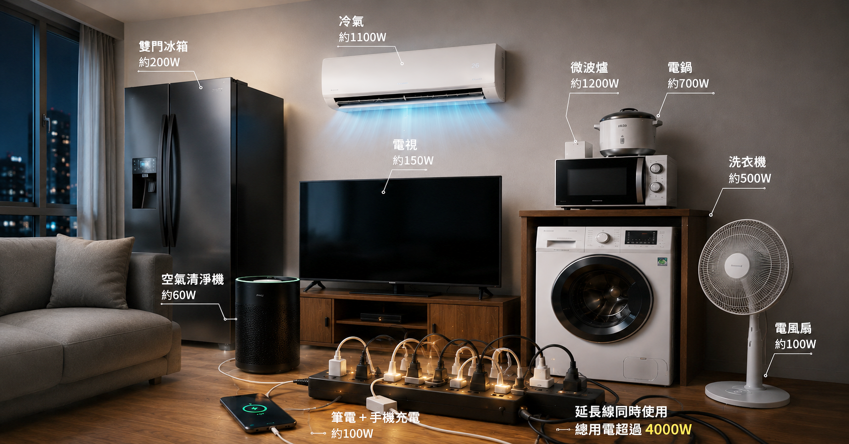以前的房子，根本沒預設你現在會這樣用電